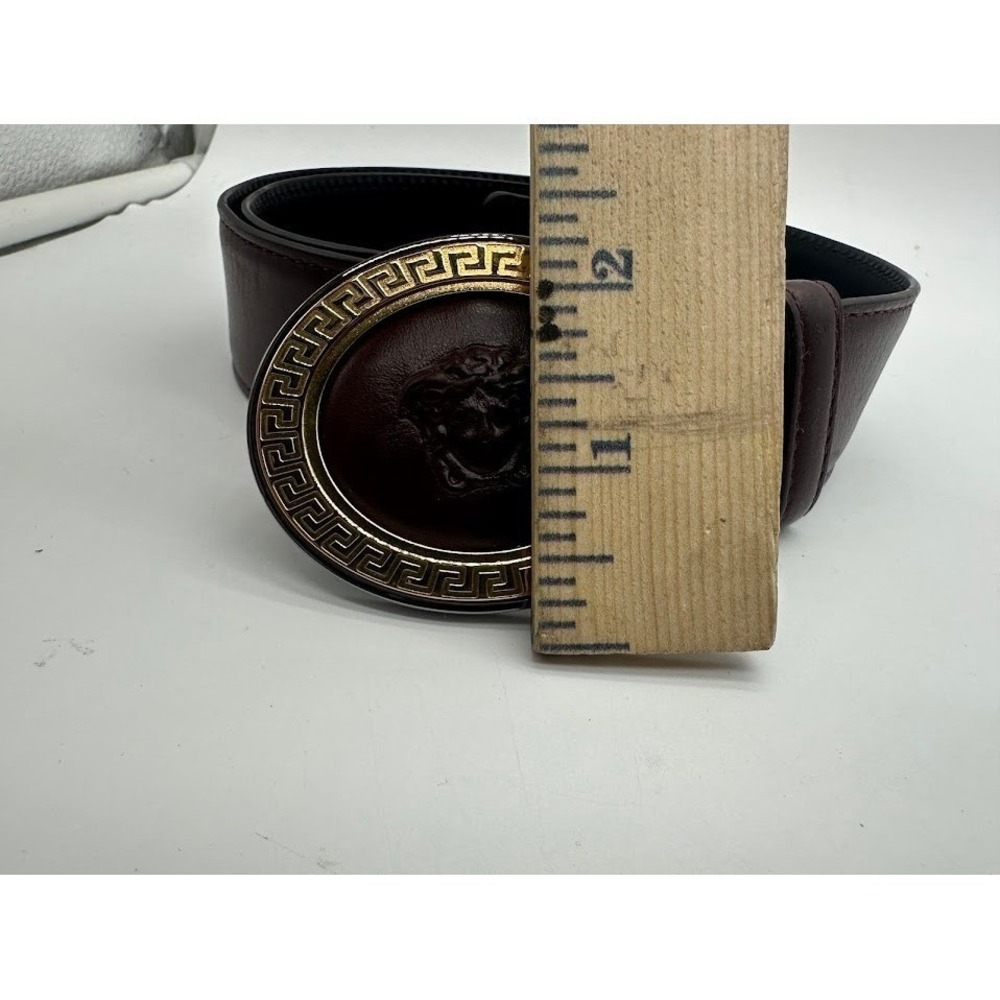 Versace Medusa Greca Oval Buckle Burgundy Leather Belt DCU 4409 Size 90/36